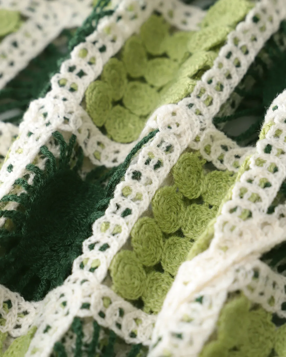 Green Cropped Crochet Sweater