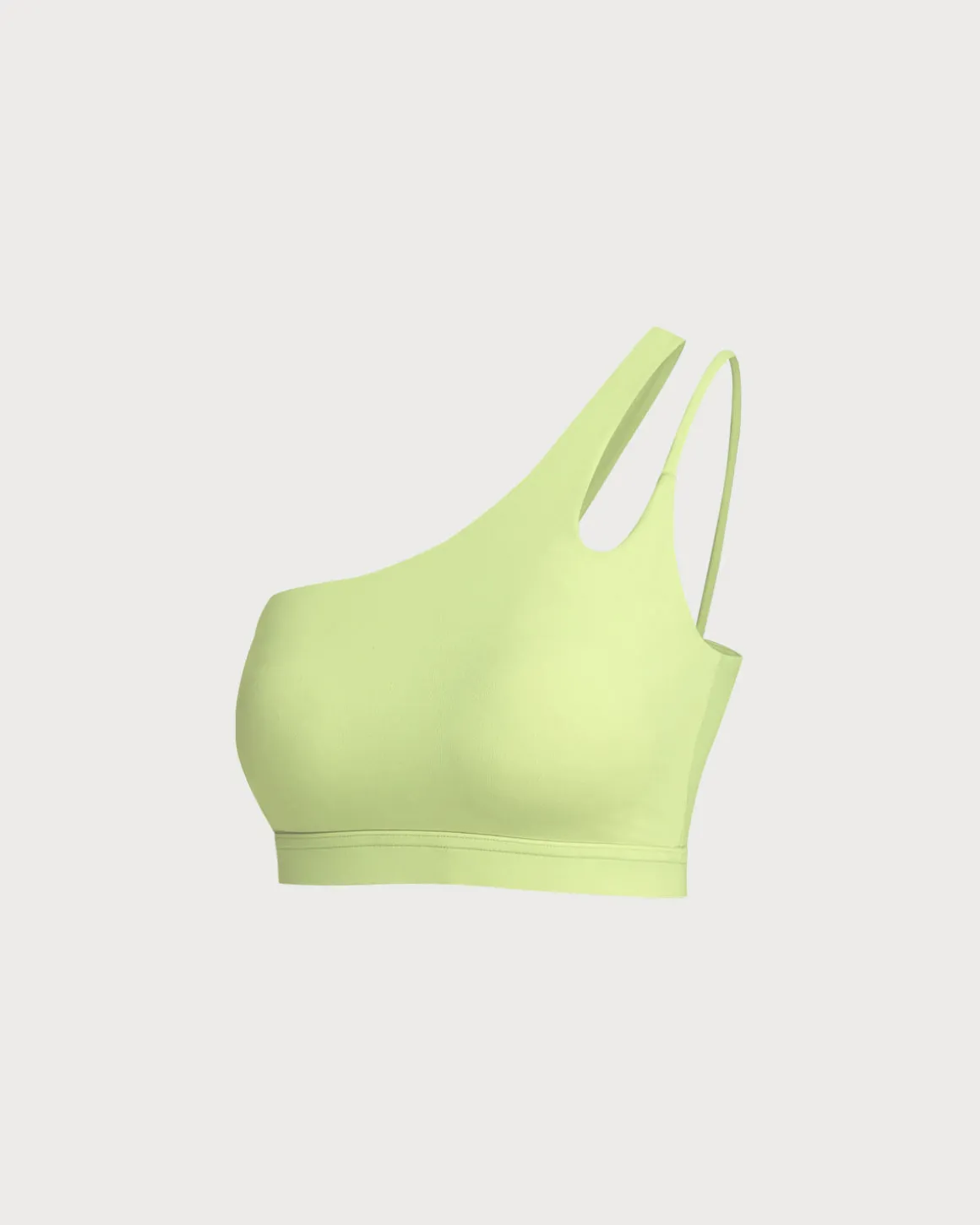 Green Cropped One Shoulder Yoga Cami Top - Light Support