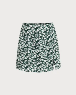 Green Floral A-line Mini Skirt