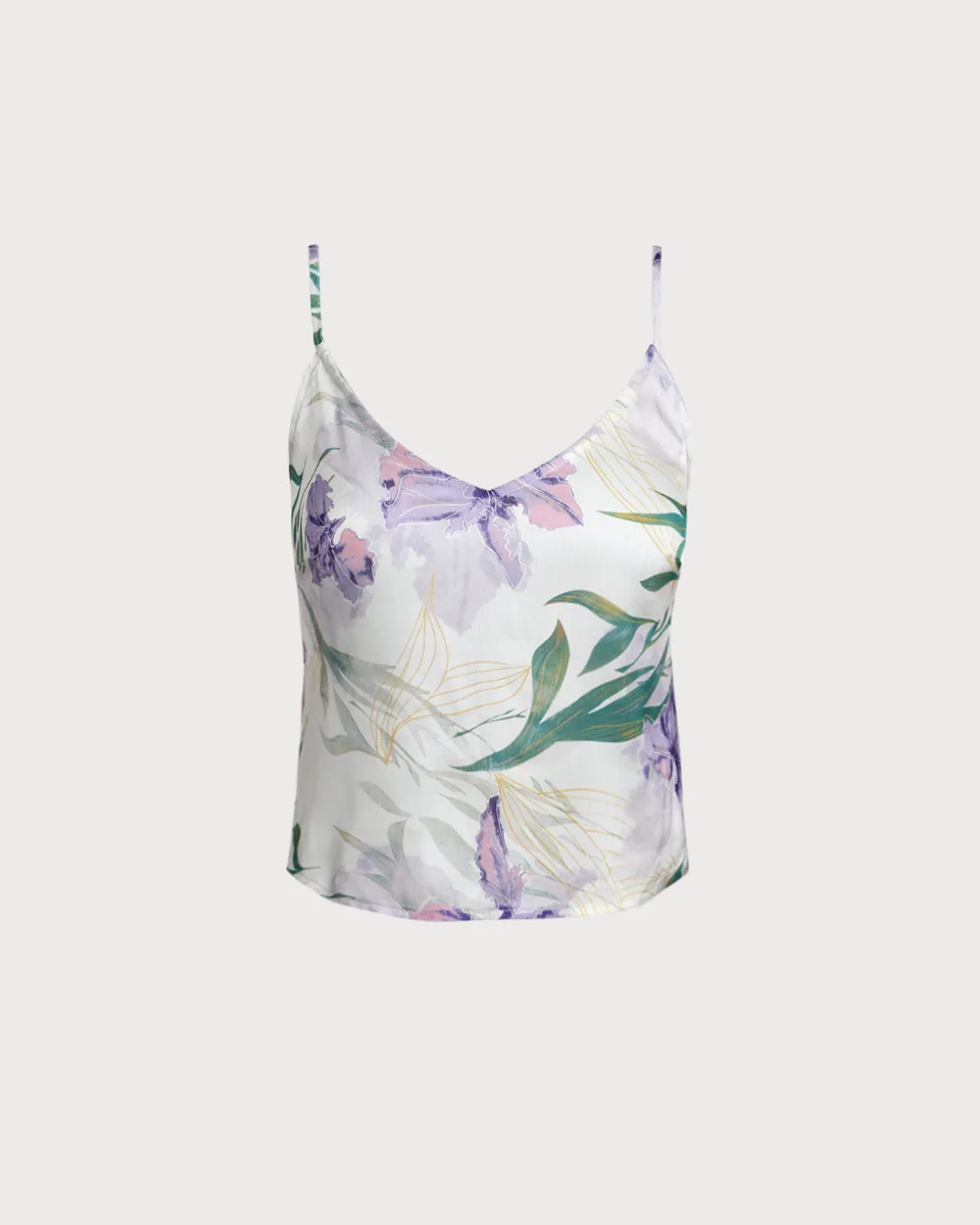 Green Floral Backless Camisole