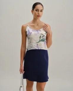 Green Floral Backless Camisole