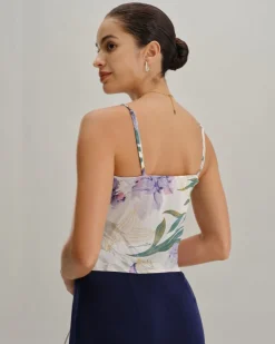 Green Floral Backless Camisole