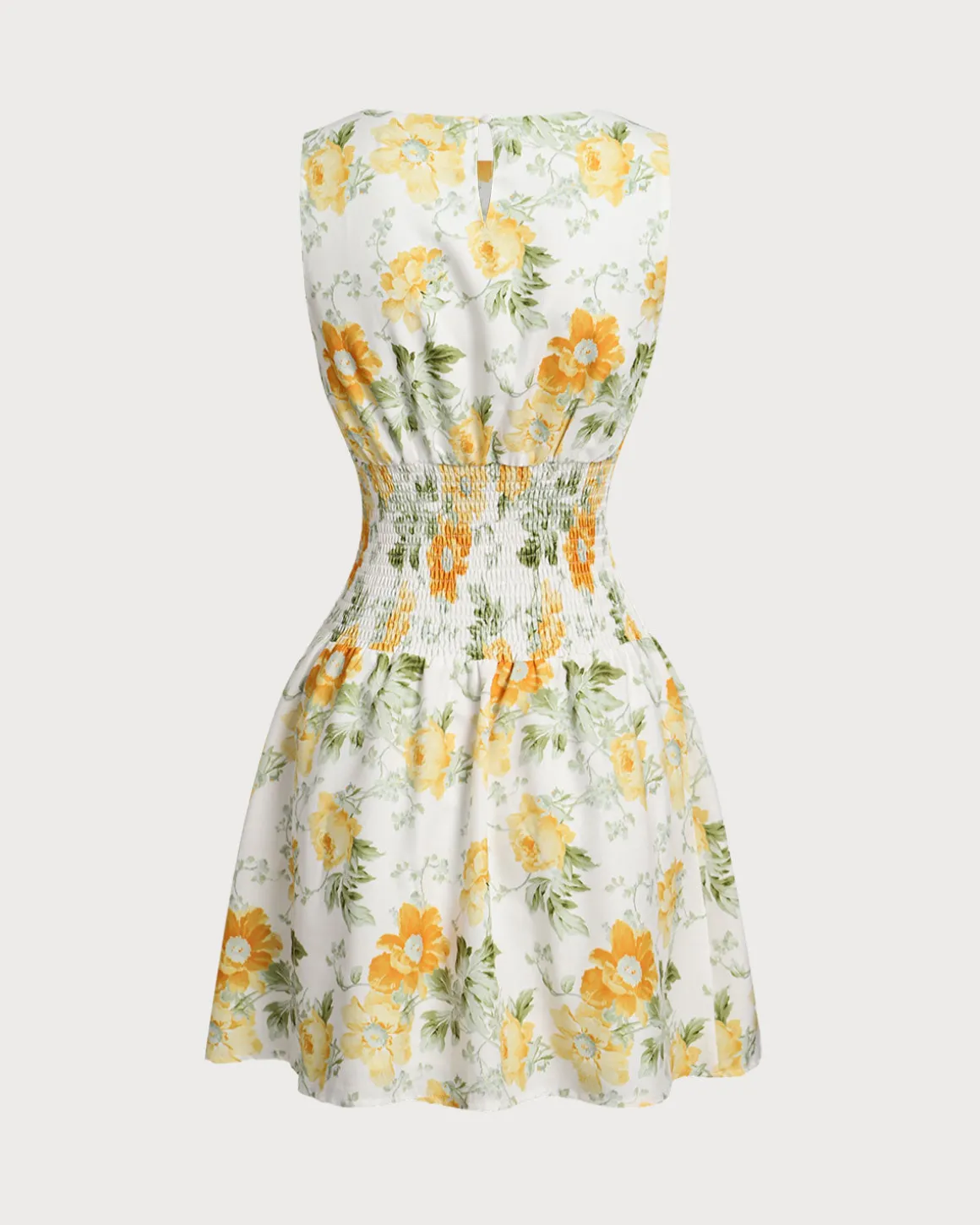 Green Floral Boat Neck Mini Dress