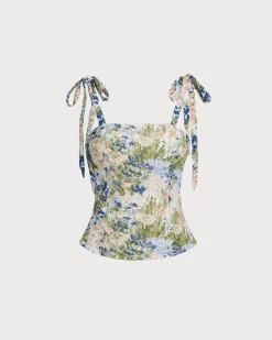 Green Floral Bohemian Camis