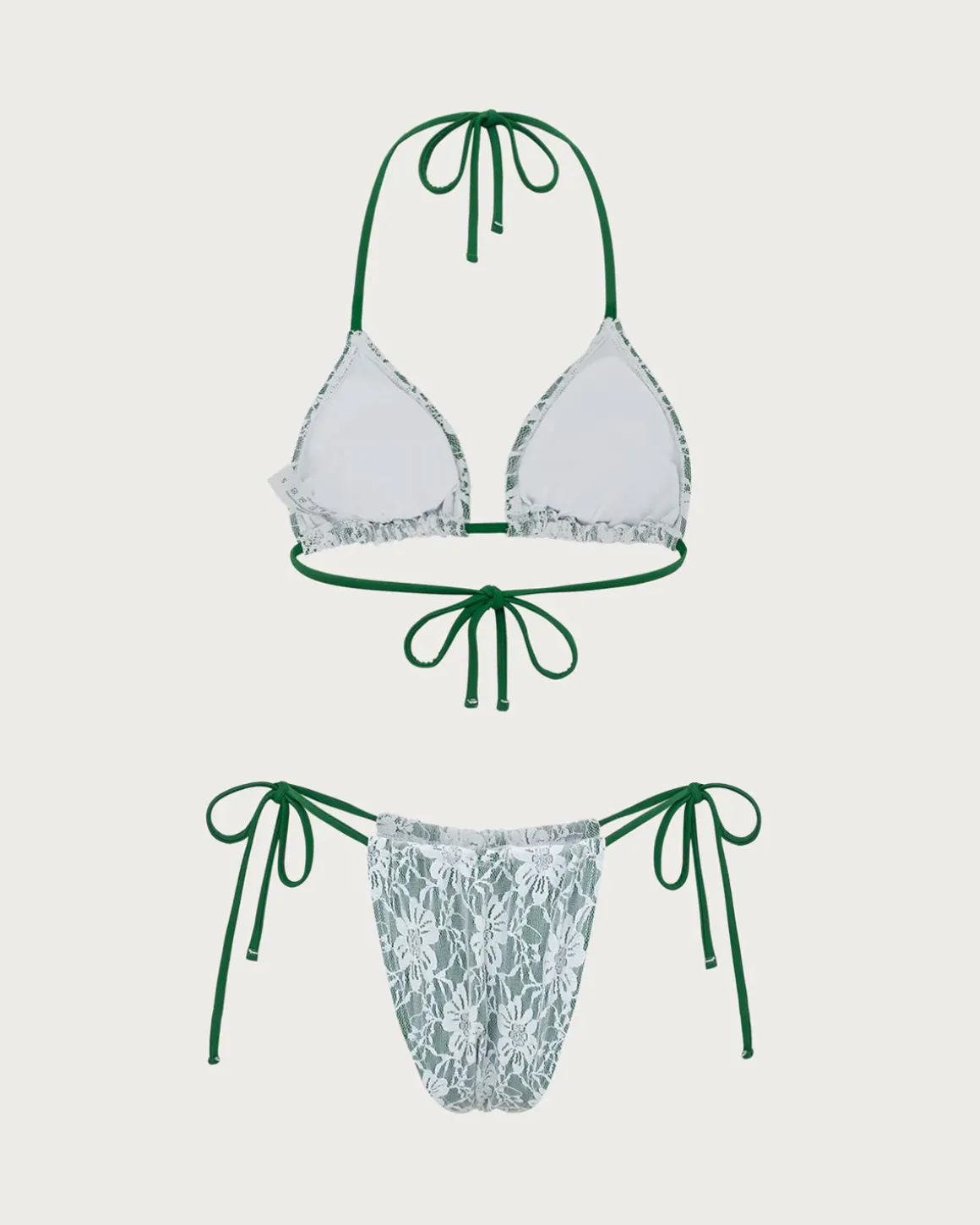 Green Floral Lace Bikini Set