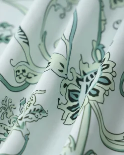 Green Floral Square Neck Ruched Midi Dress