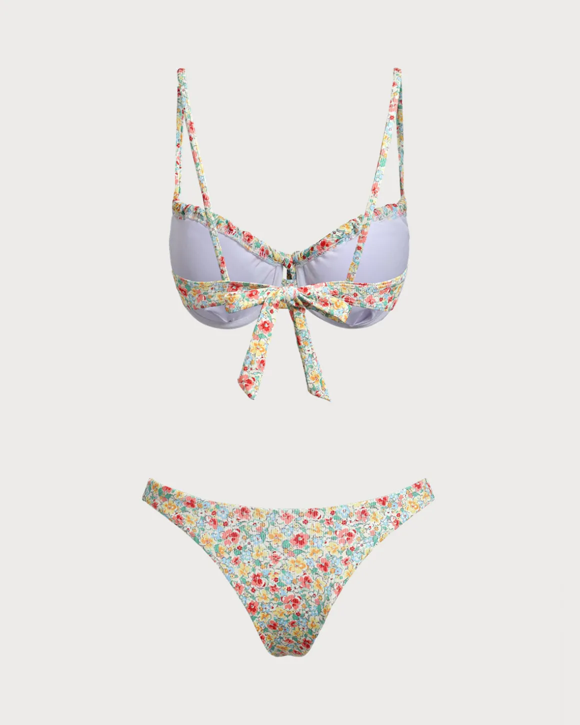 Green Floral Twist Bikini Sets
