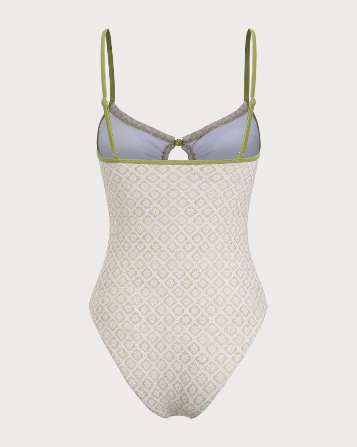 Green Floral U Neck One-Piece Swimsuit
