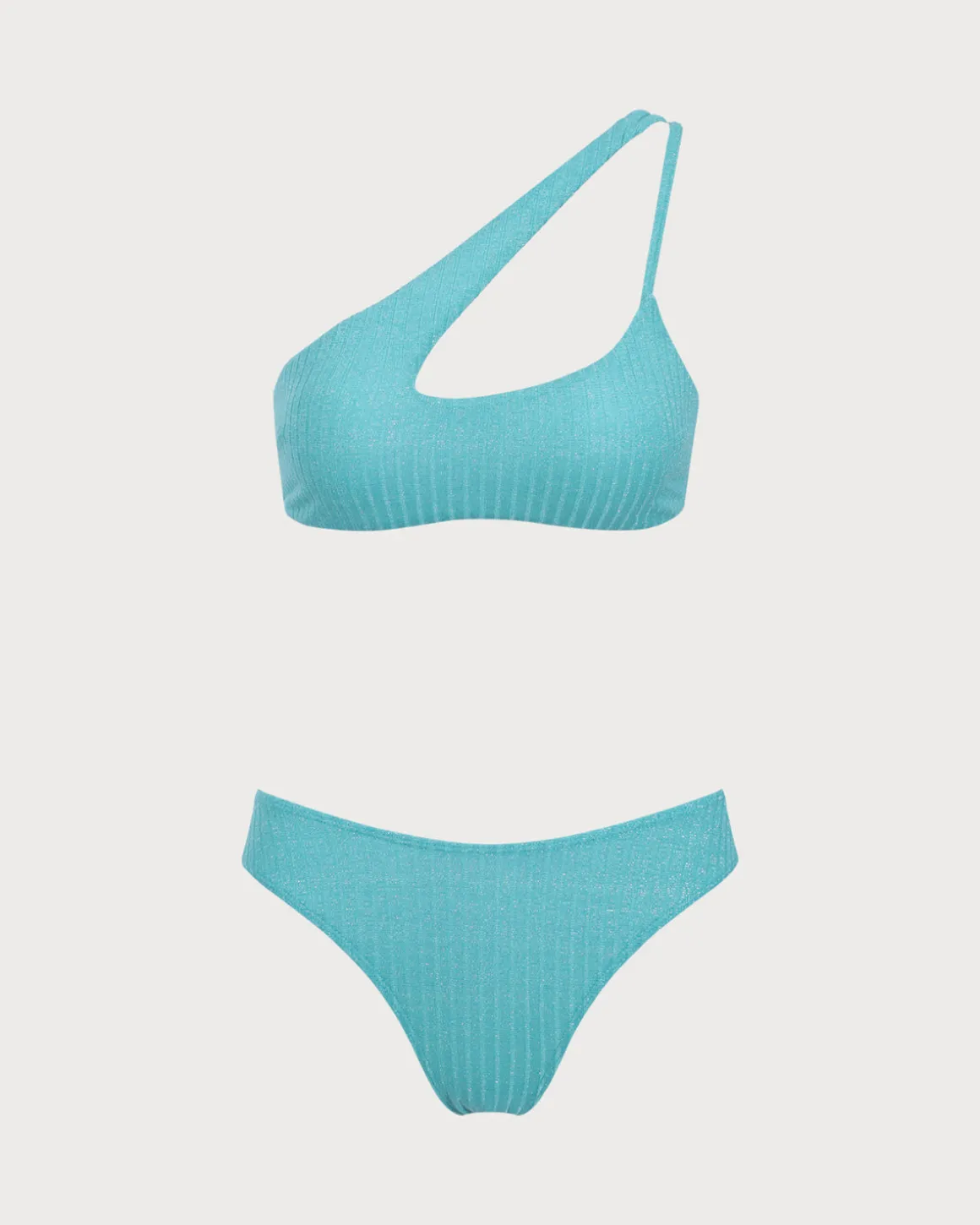 Green Glitter One Shoulder Bikini Set