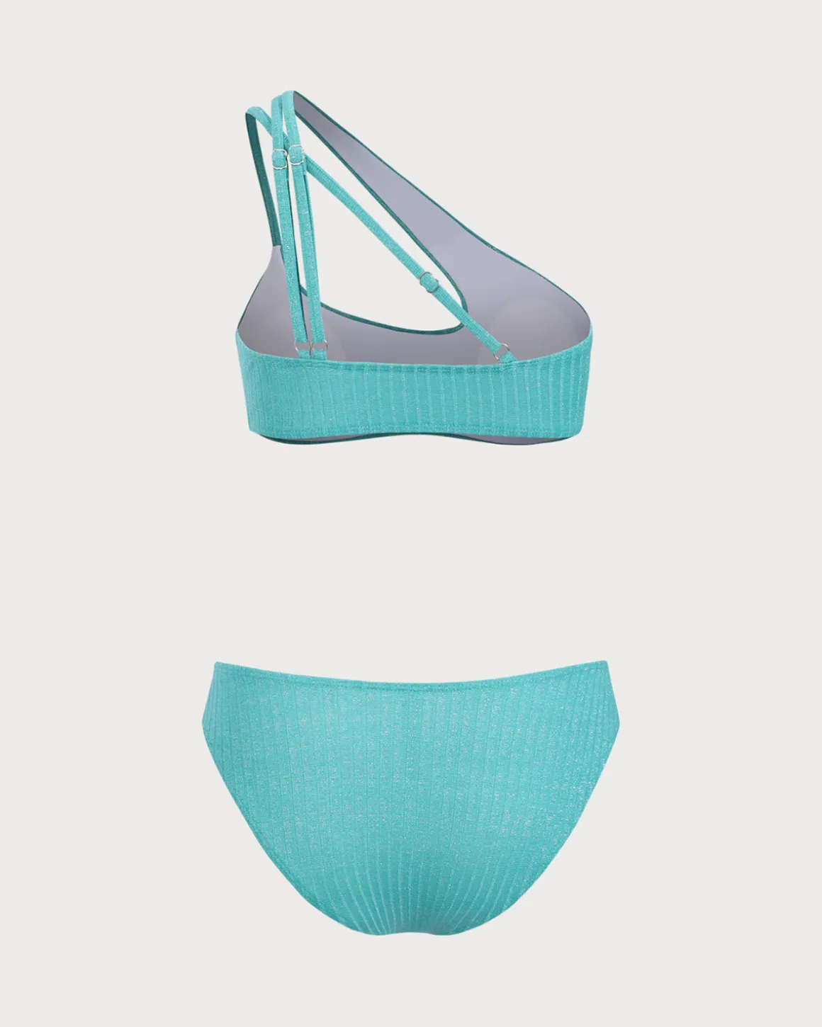 Green Glitter One Shoulder Bikini Set