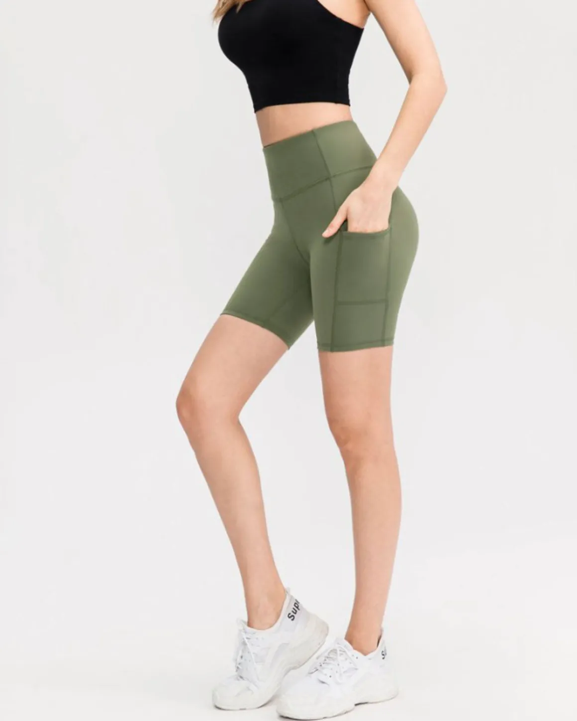 Green High Waisted Quick-drying Yoga Shorts