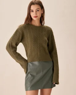 Green High-waisted Faux Leather Mini Skirt