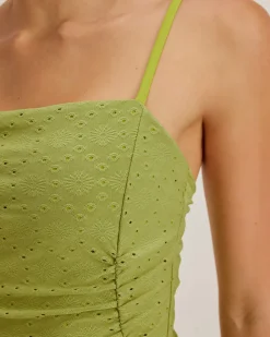 Green Jacquard Bralette One-Piece Swimsuit