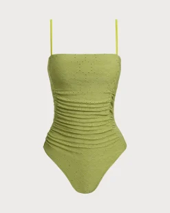 Green Jacquard Bralette One-Piece Swimsuit