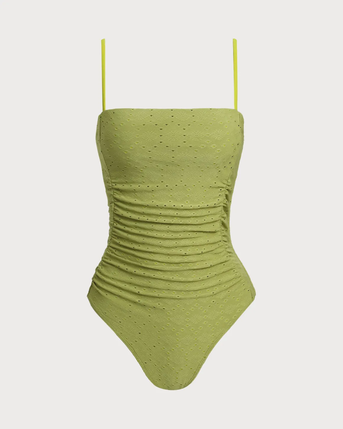 Green Jacquard Bralette One-Piece Swimsuit