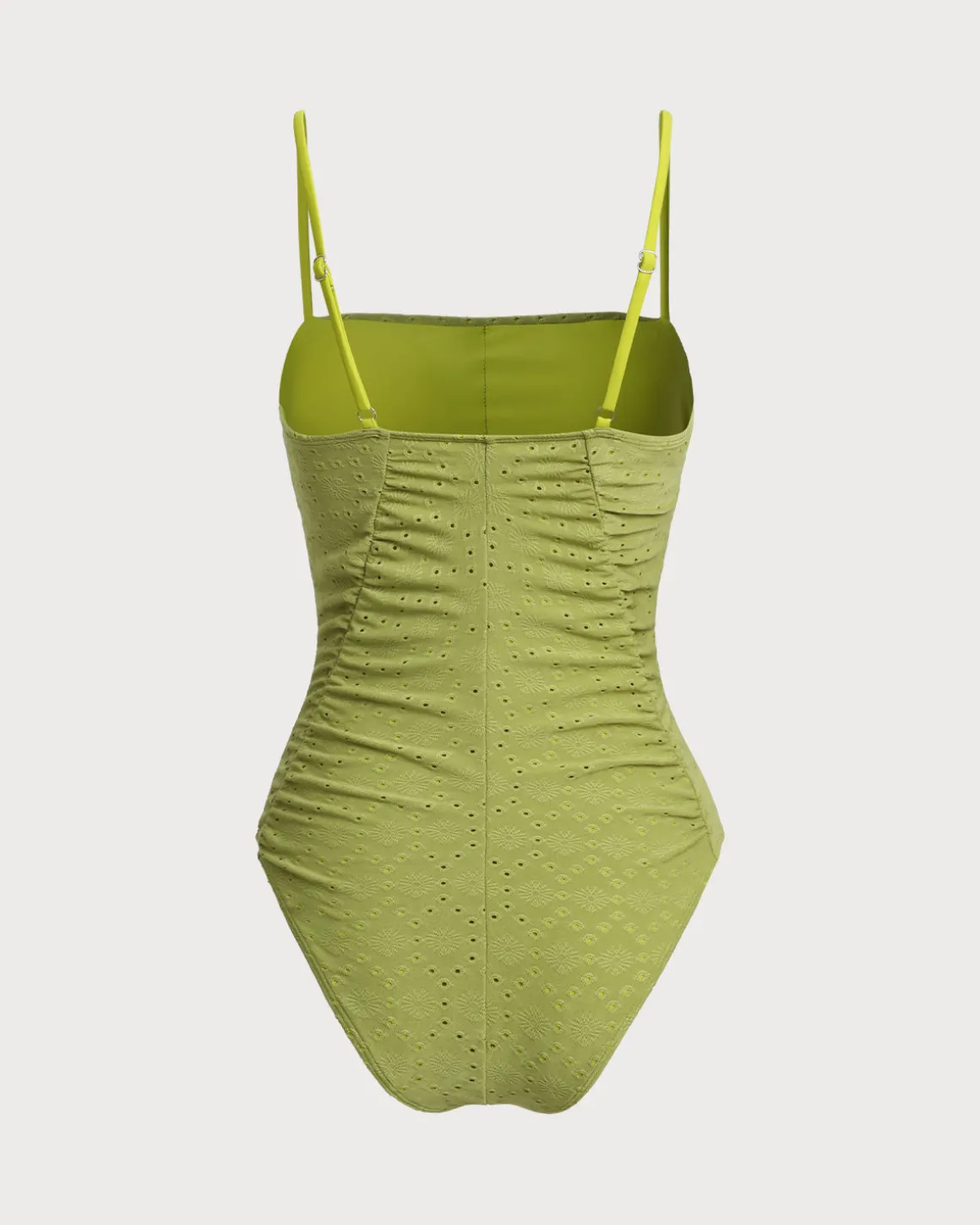 Green Jacquard Bralette One-Piece Swimsuit