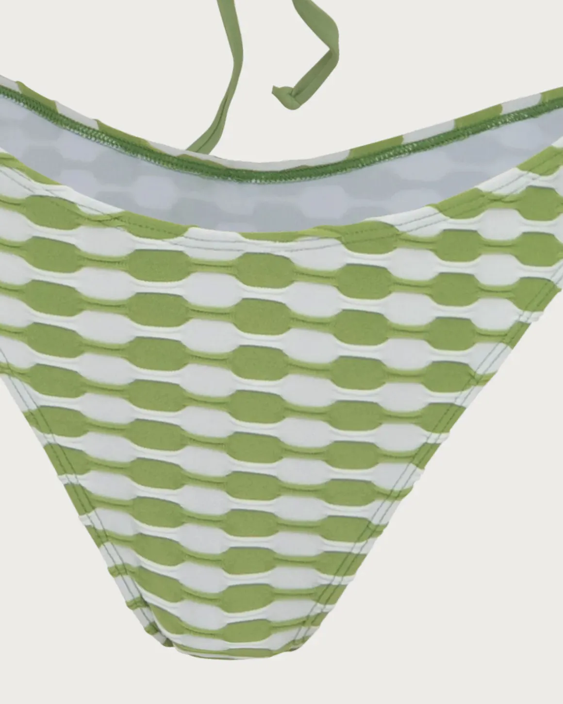 Green Knit Ring Contrast Bikini Set