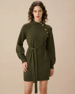 Green Lantern Sleeve Sweater Mini Dress
