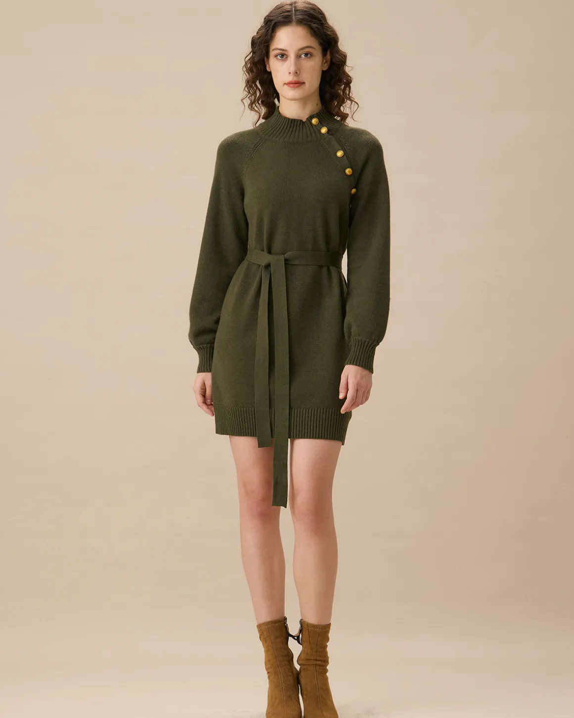 Green Lantern Sleeve Sweater Mini Dress