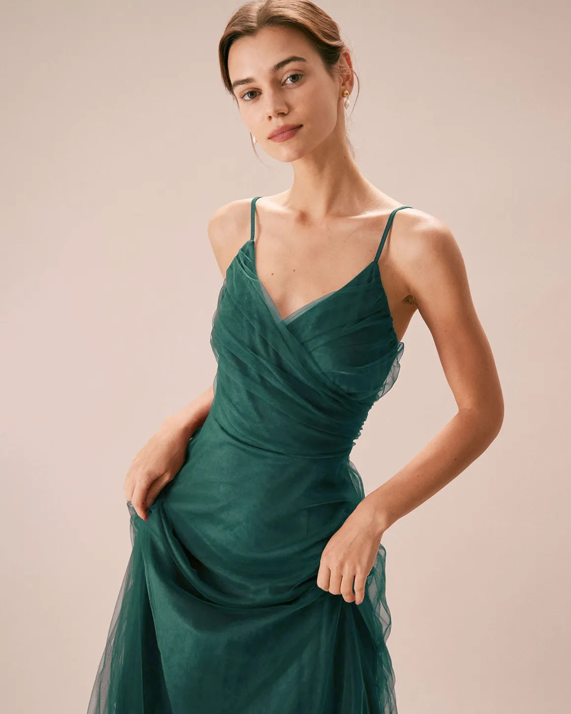 Green Mesh Wrap Slip Maxi Dress