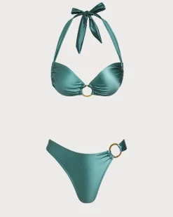 Green O-Ring Halter Bikini Set
