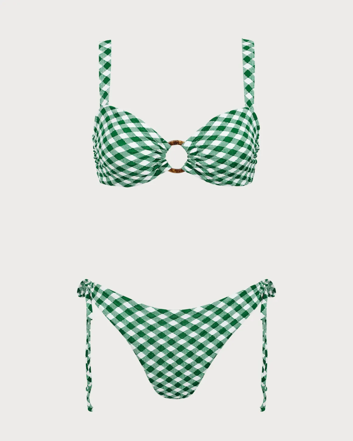 Green Plaid O-Ring Bikini Set