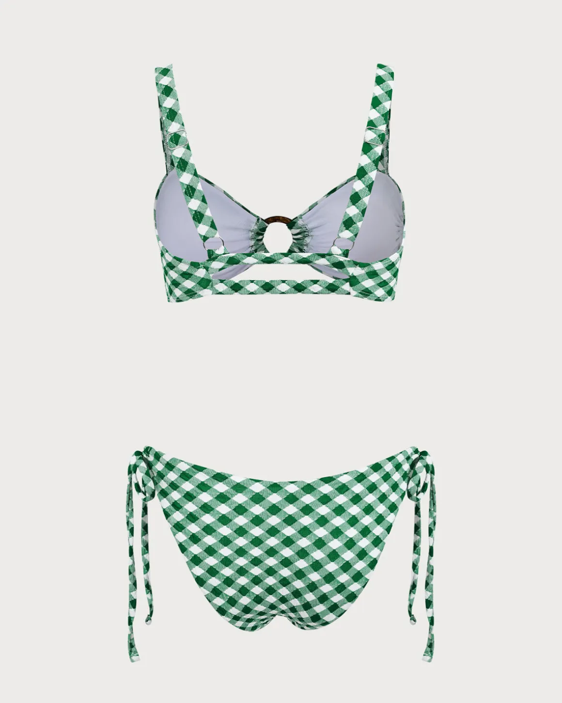 Green Plaid O-Ring Bikini Set