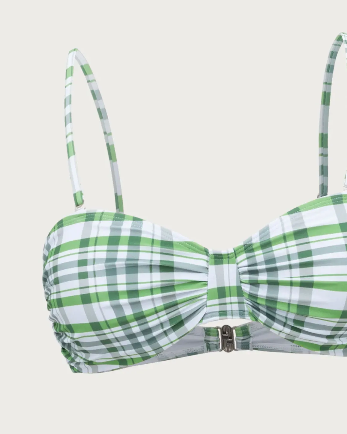 Green Plaid Pleated Bikini Set