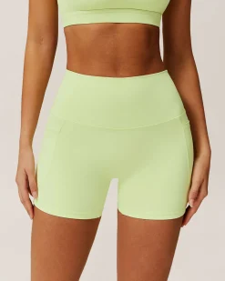 Green Pocket High Waisted Yoga Shorts