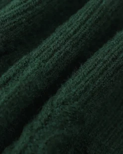 Green Romance Cable Knit Crew Sweater