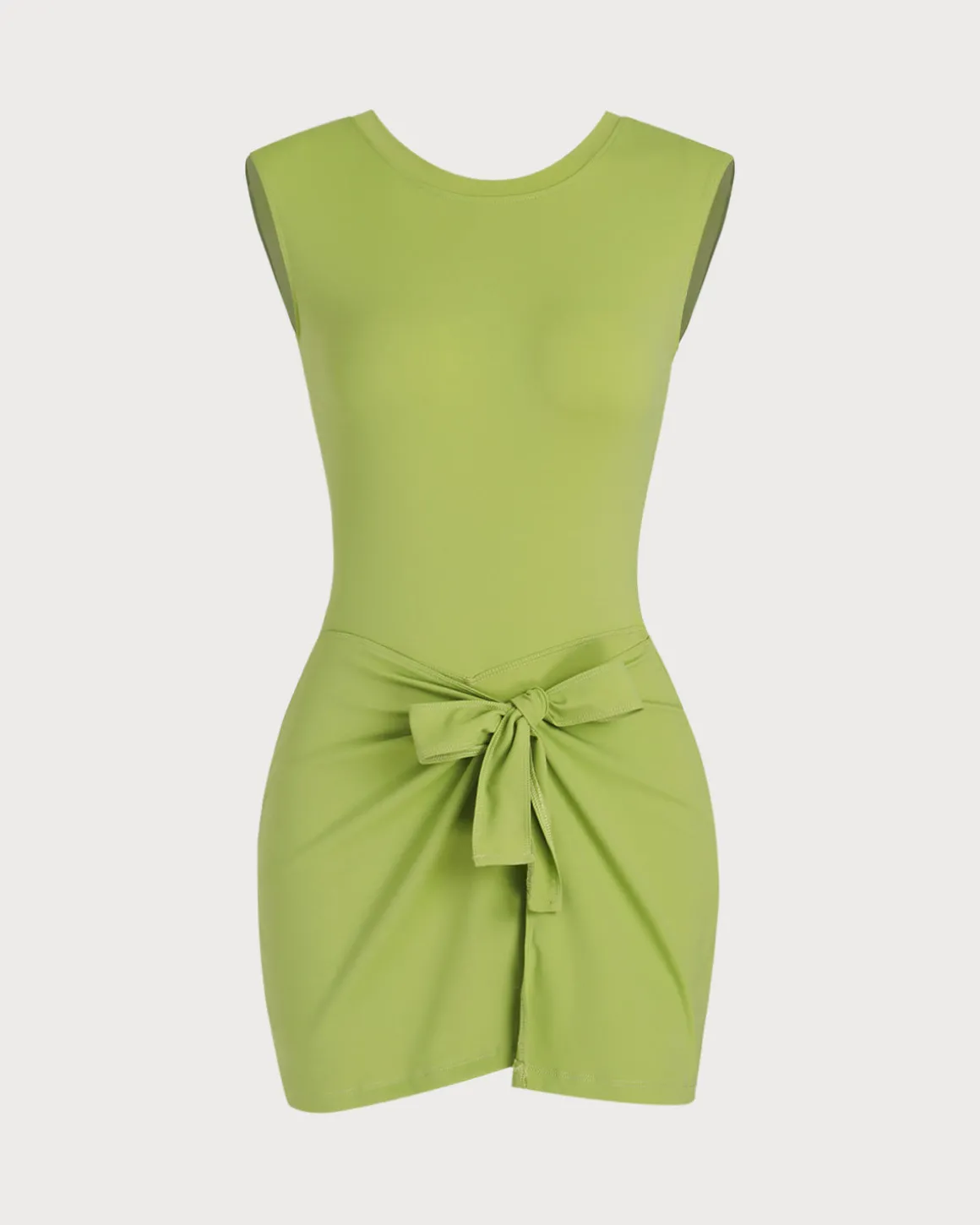 Green Round Neck High Stretch Yoga Dress