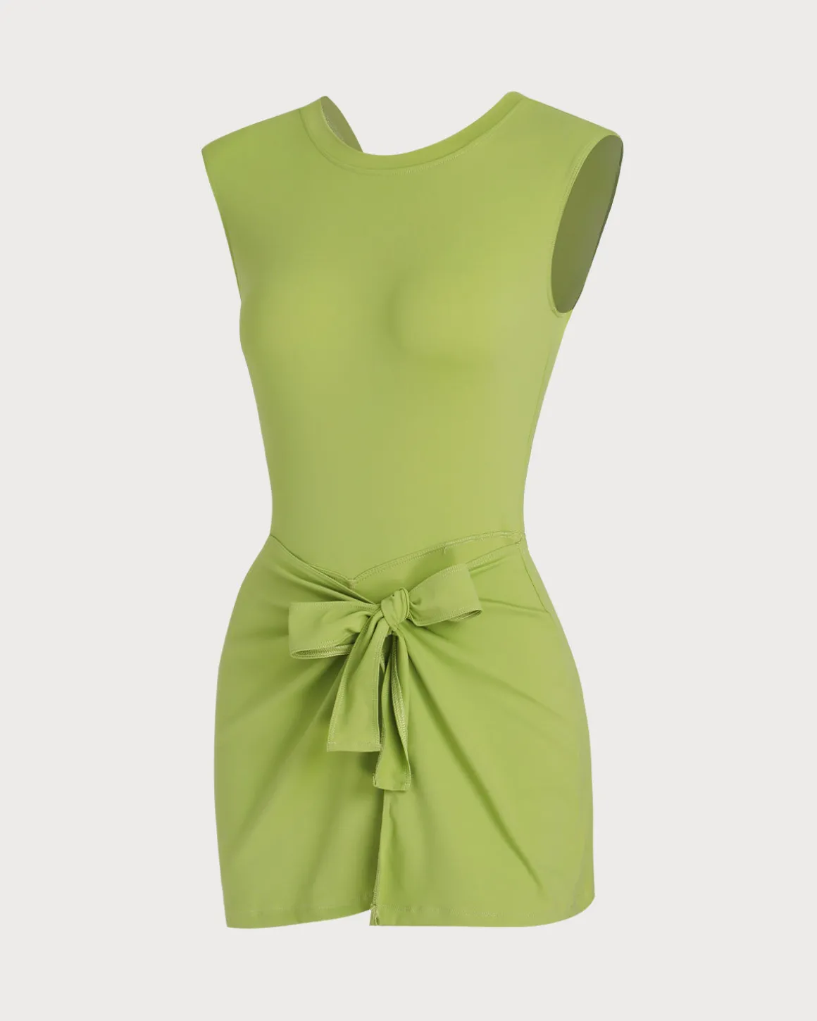 Green Round Neck High Stretch Yoga Dress