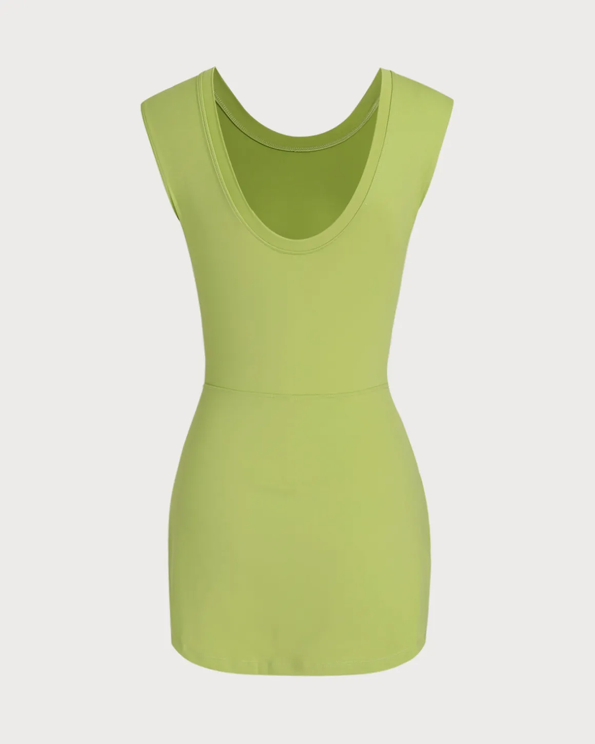 Green Round Neck High Stretch Yoga Dress