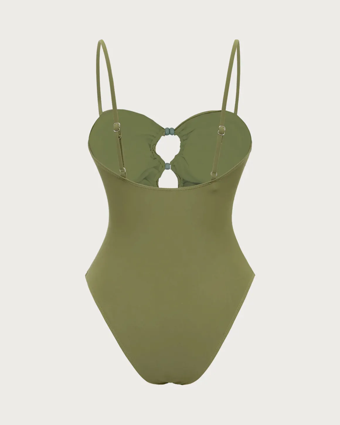 Green Ruched Cutout One-Piece Swimsuit