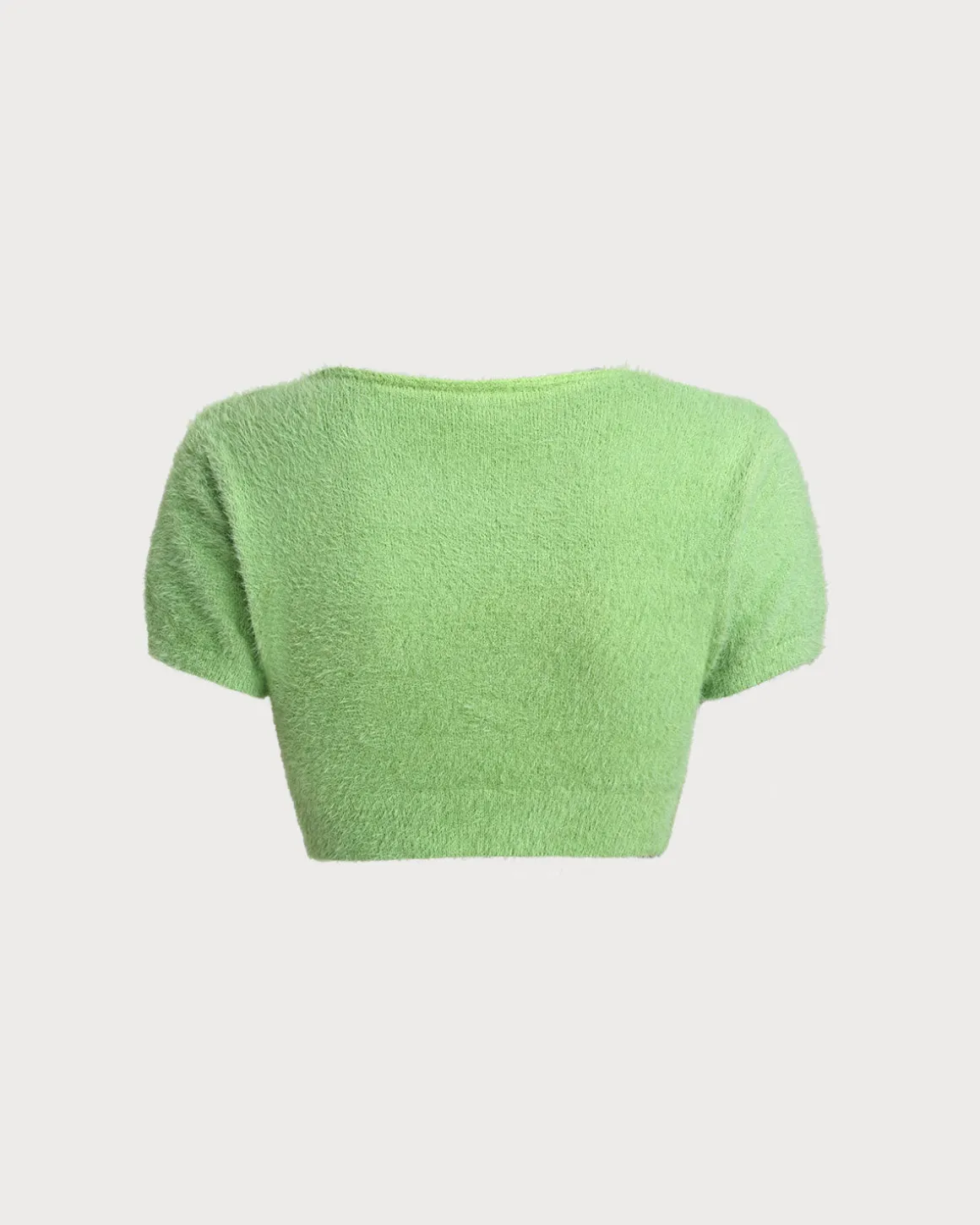 Green Square Neck Cropped Knit Tee