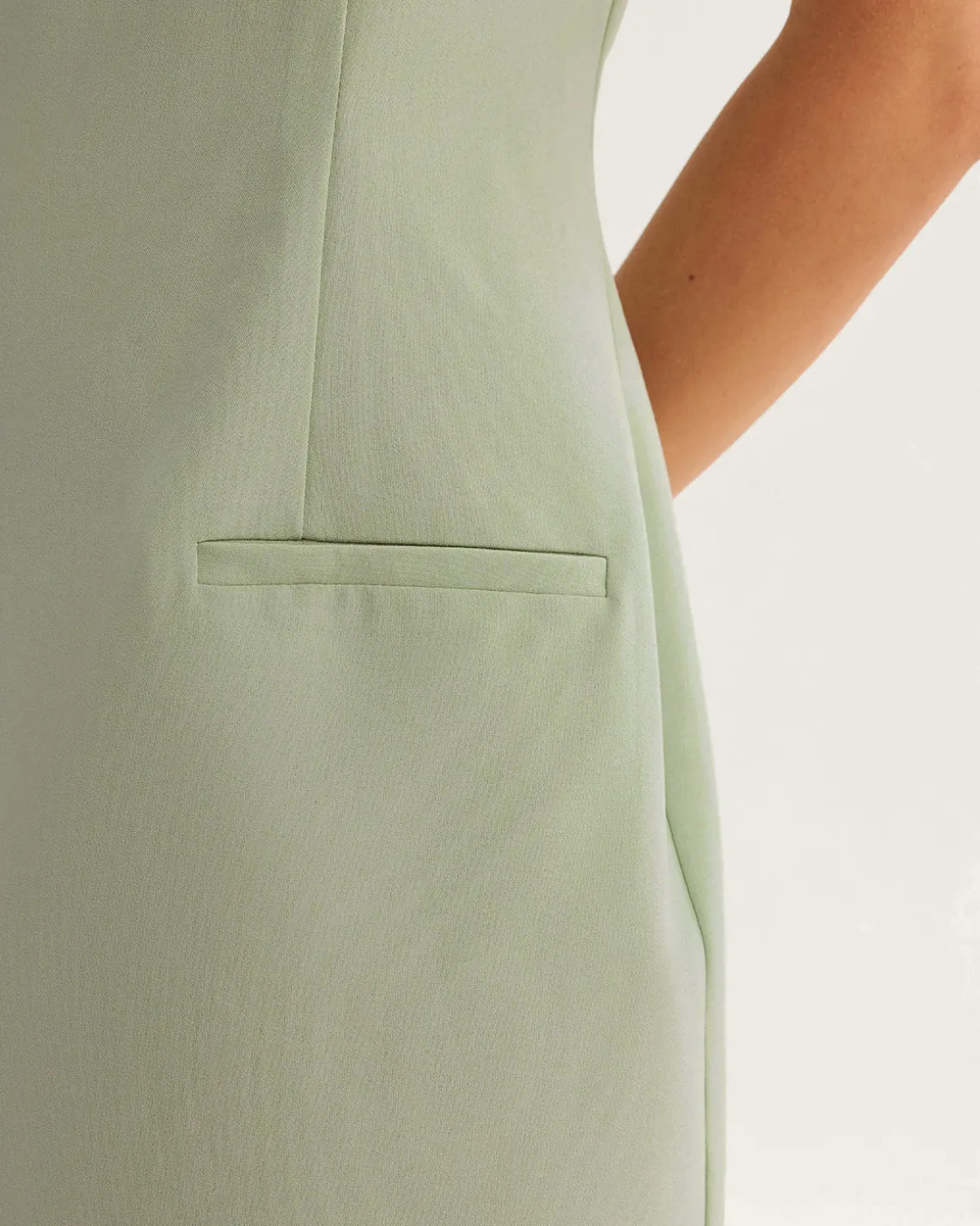 Green Square Neck Slip Mini Dress