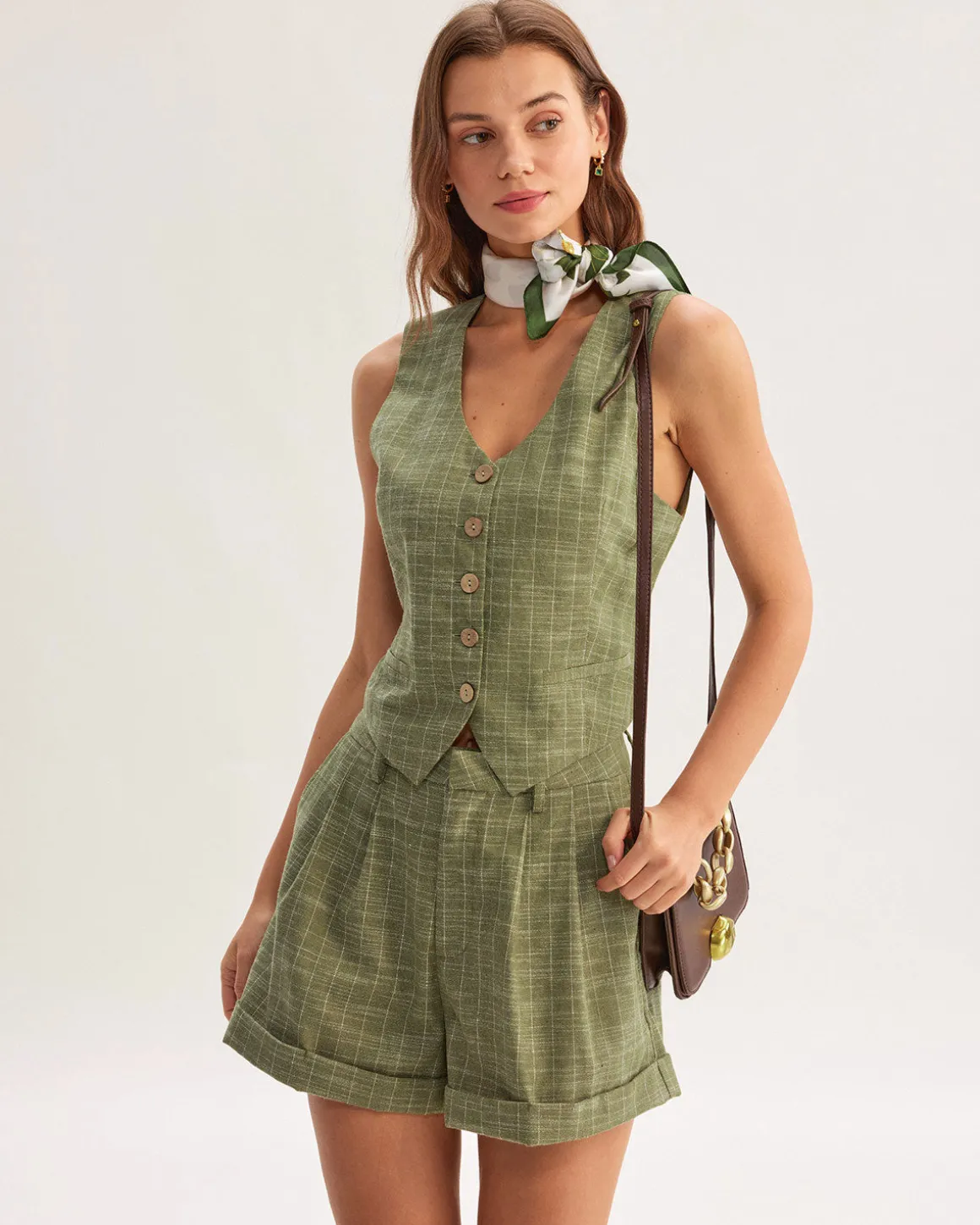 Green Striped Pocket Shorts