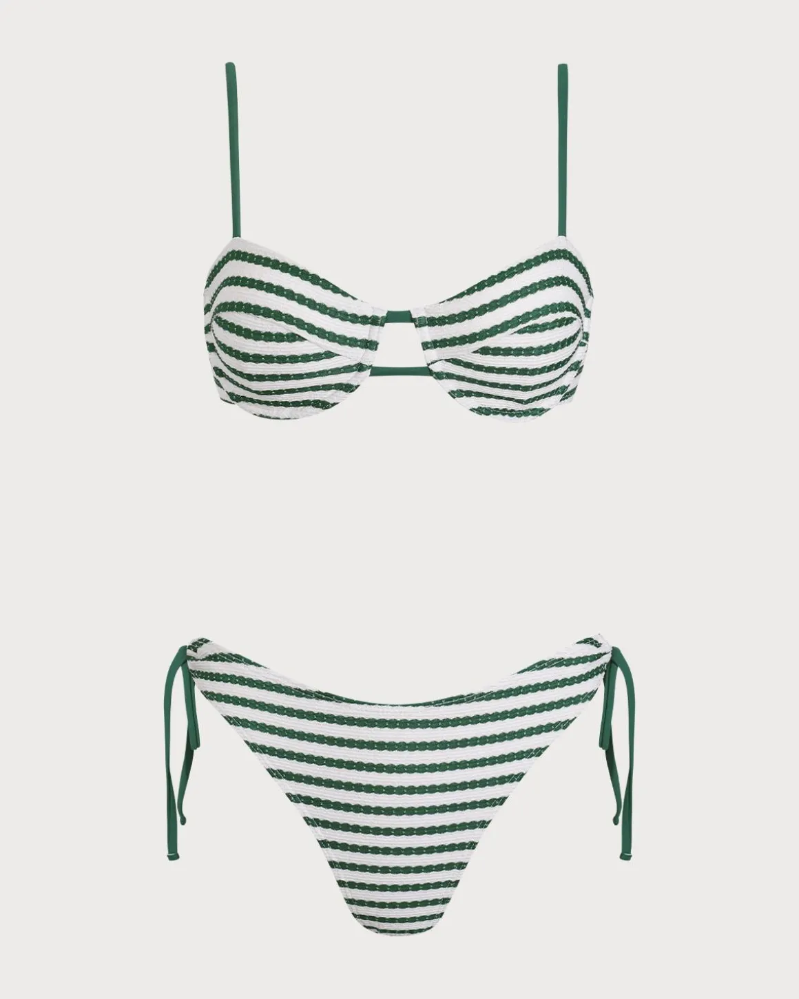 Green Striped Underwire Bikini Set