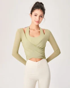 Green Surplice Long Sleeve Cover-up - Light Support
