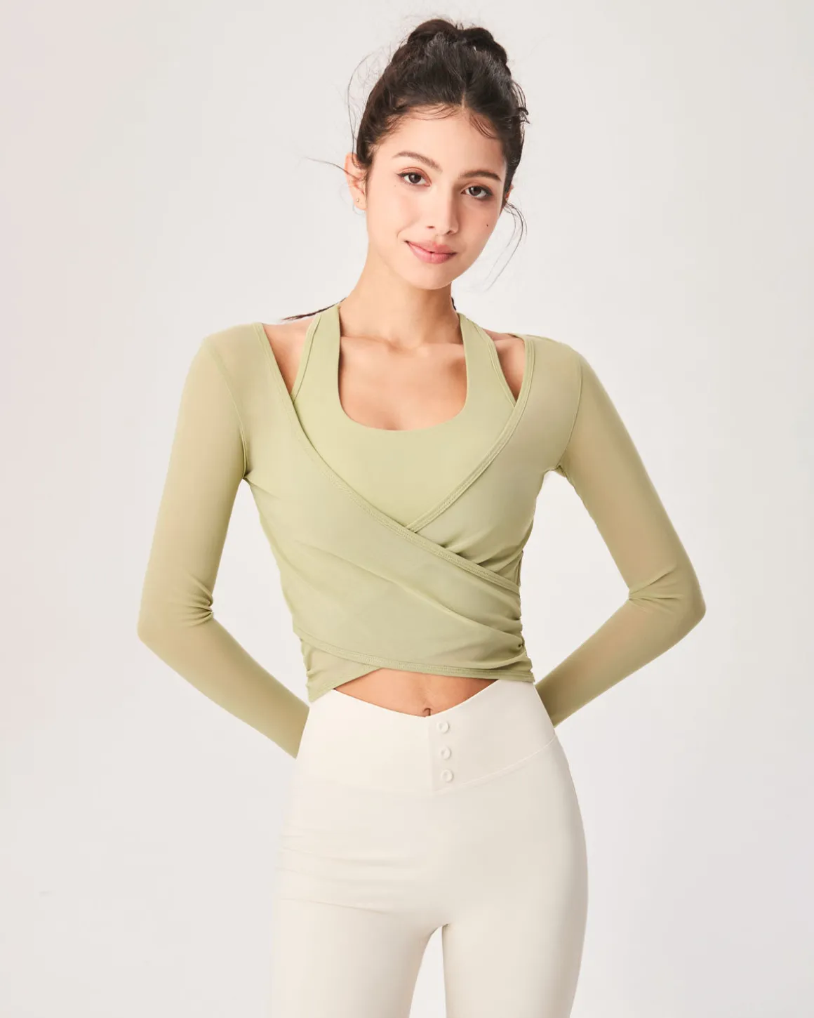 Green Surplice Long Sleeve Cover-up - Light Support
