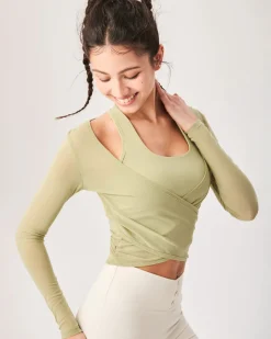 Green Surplice Long Sleeve Cover-up - Light Support