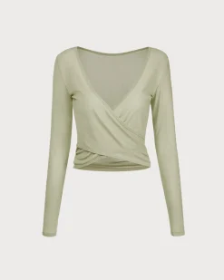 Green Surplice Long Sleeve Cover-up - Light Support