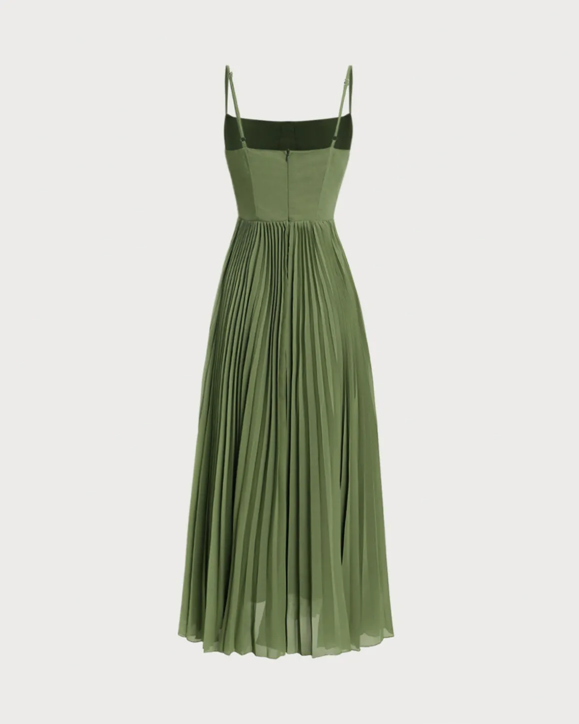Green Sweetheart Neck Flowy Slip Maxi Dress