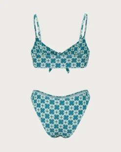 Green Twist Vintage Print Bikini Set