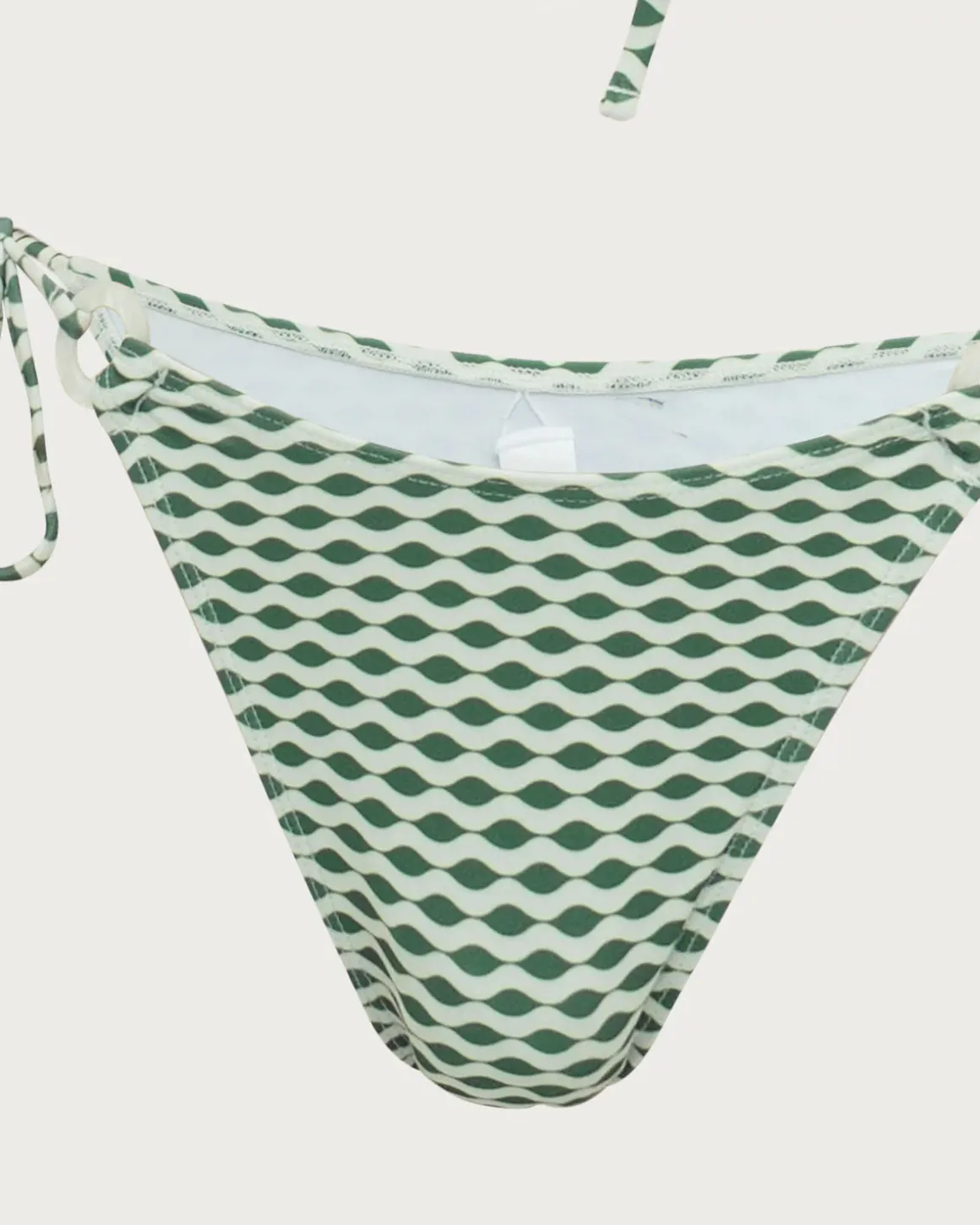 Green Wave Print Hoop Bikini Set