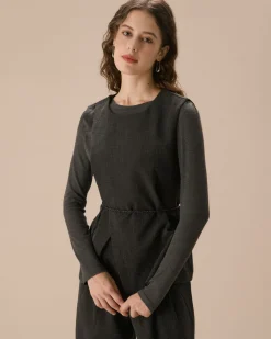 Grey Asymmetrical Slit Vest