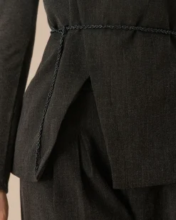 Grey Asymmetrical Slit Vest