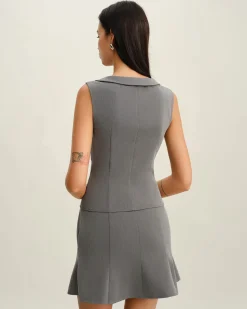 Grey Collared Button Tank Top