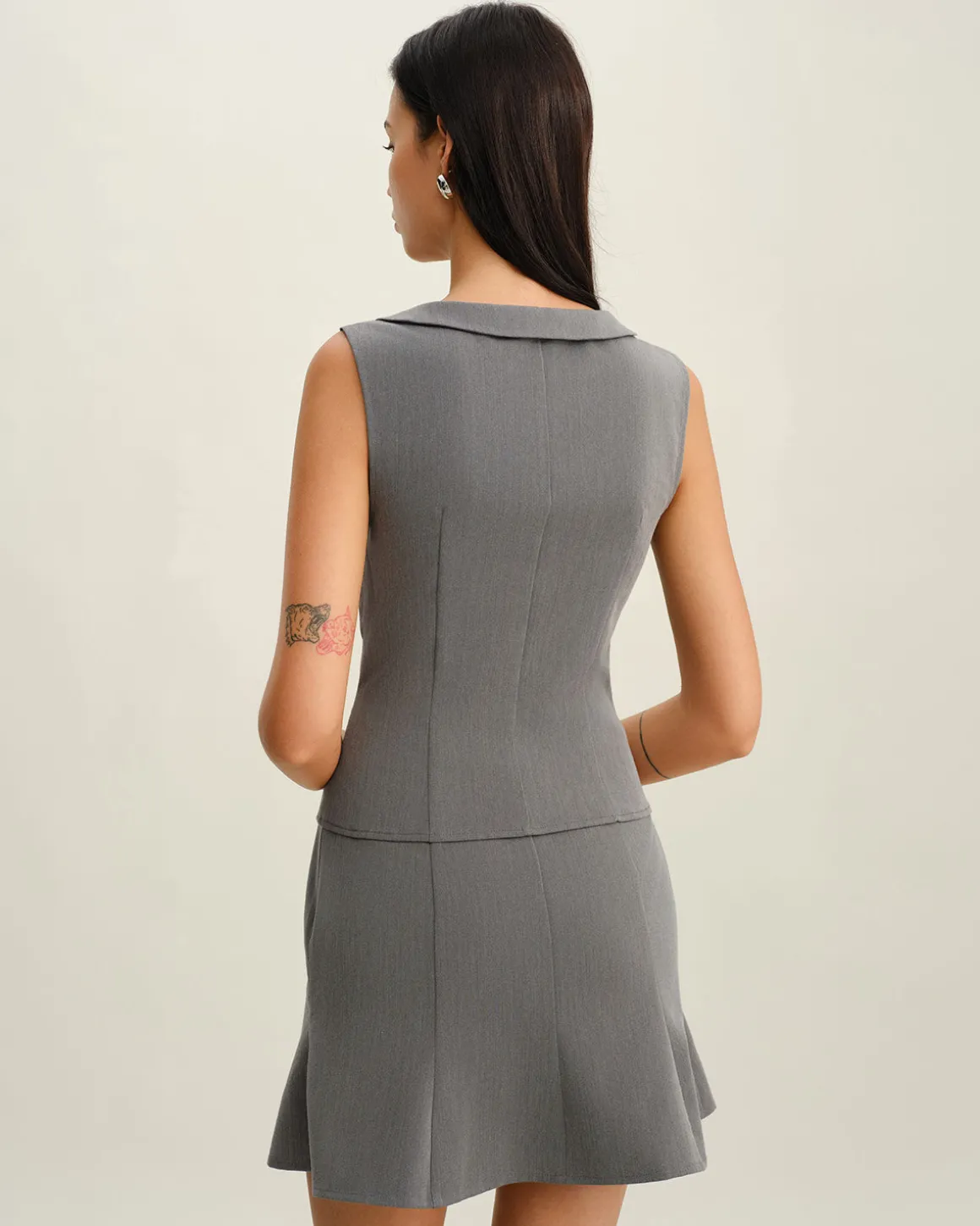 Grey Collared Button Tank Top