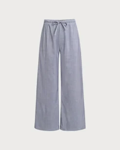 Grey Elastic Straight Waist Pants